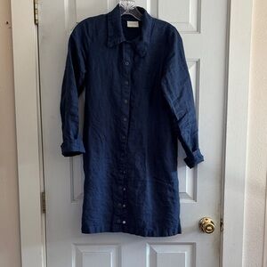 Conscious Clothing Blue Linen Highland Jacket, Small